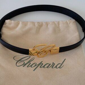 Chopard Black Textured Leather Miss Happy adjustable Belt 115 CM